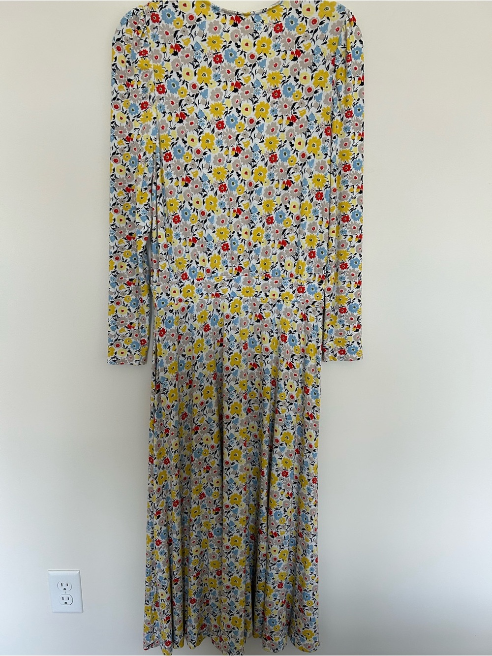 Boden‎ Long Sleeve Maxi Dress with Pockets Yellow and Blue Floral Size US8R - Picture 7 of 7